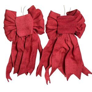 2 Burlap Bows Wall Door Hanging Decor Accent Wired Sturdy Versatile Rustic Home